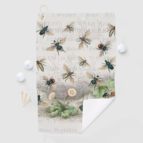 Bee Honey Worker Queen Bees Antique  Golf Towel