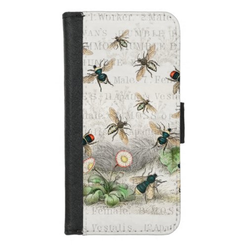Bee Honey Worker Queen Bees Antique  iPhone 87 Wallet Case