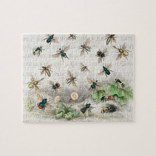 Bee Honey Worker Queen Bees Antique  Jigsaw Puzzle