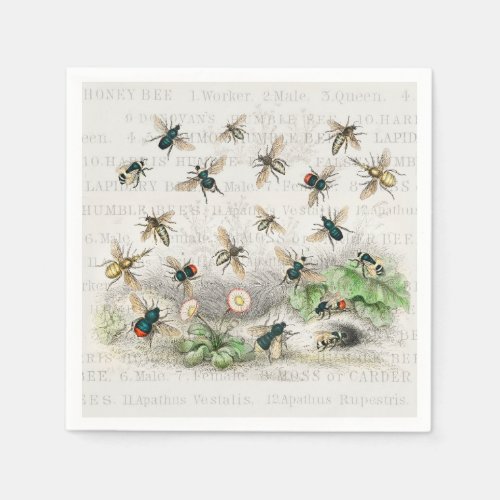 Bee Honey Worker Queen Bees Antique  Napkins