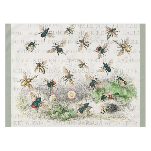 Bee Honey Worker Queen Bees Antique  Tablecloth