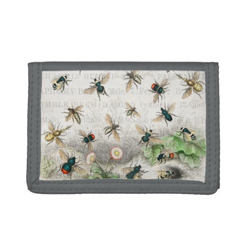 Bee Honey Worker Queen Bees Antique  Trifold Wallet