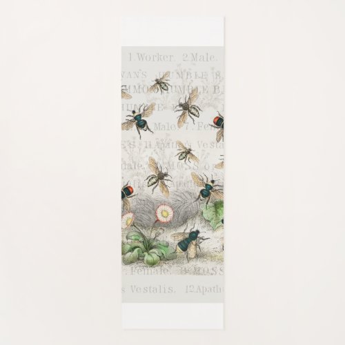 Bee Honey Worker Queen Bees Antique  Yoga Mat