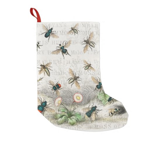 Bee Honey Worker Queen Nature Antique  Small Christmas Stocking