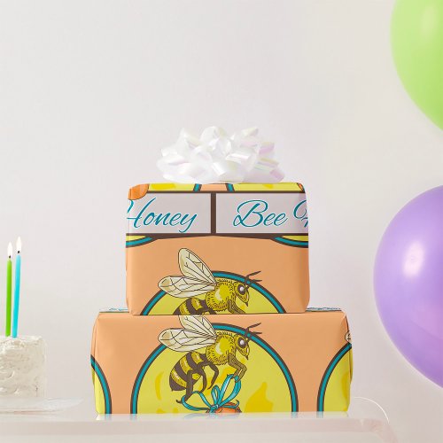 Bee Honey Yellow Insect Wrapping Paper