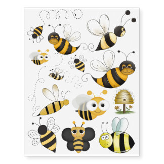 Bee Honeybee Bumble tattoo yellow & black
