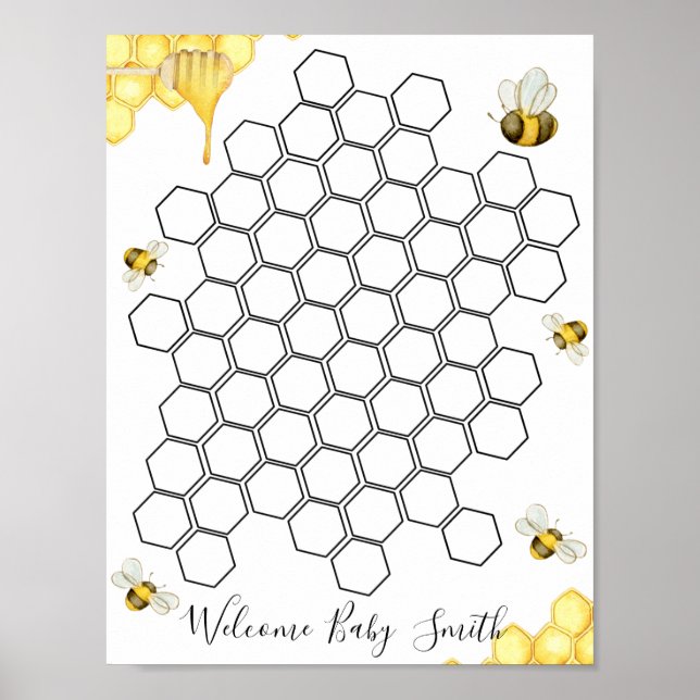 Bee Honeycomb Baby Shower Guestbook Sign (Front)