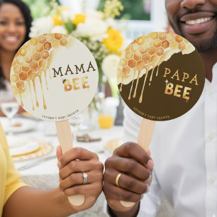 Bee Honeycomb Baby Shower Mom Dad Guess Who Game Hand Fan