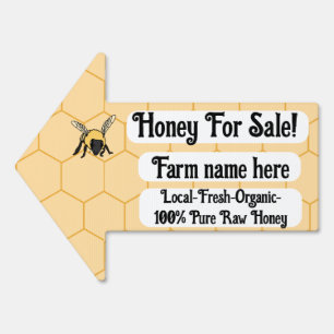 Bee Honeycomb Beekeeper Honey Farm bg white Sign