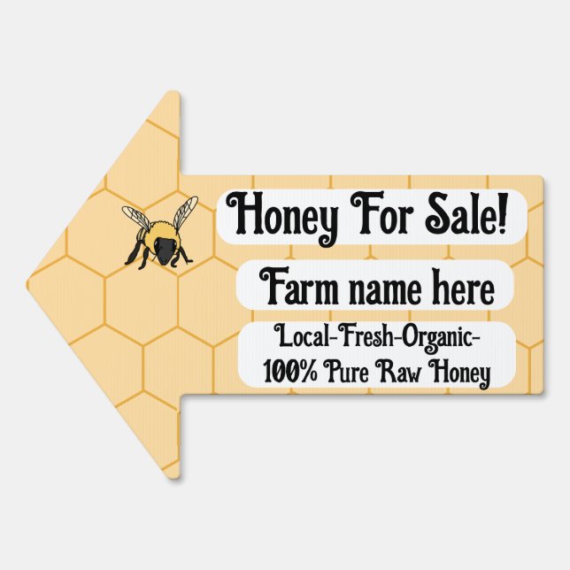 Bee Honeycomb Beekeeper Honey Farm bg white Sign (Front)