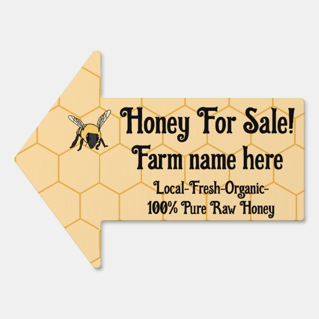 Bee Honeycomb Beekeeper Honey Farm Sign (Front)