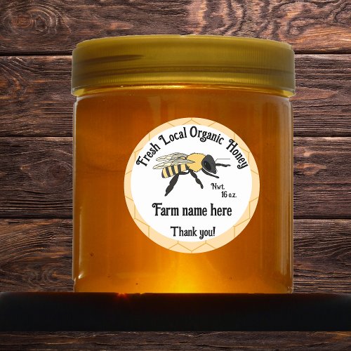 Bee Honeycomb Beekeeper Local Organic Honey Classic Round Sticker