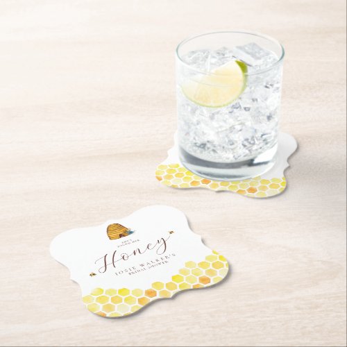 Bee Honeycomb Bridal Shower Paper Coaster