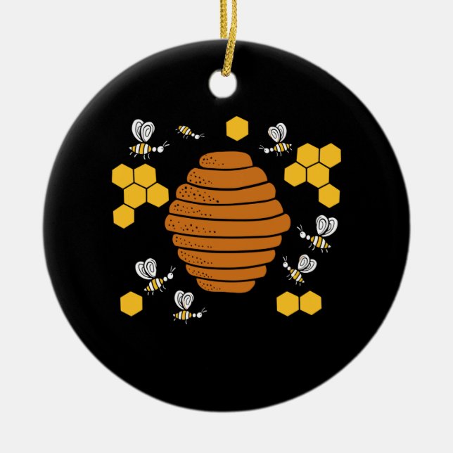 Bee Honeycomb Ceramic Ornament (Front)