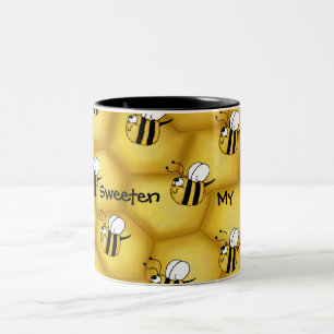 Bee Honeycomb Collage Two-Tone Coffee Mug