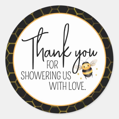 Bee Honeycomb Gold Black Baby Shower Thank You Classic Round Sticker