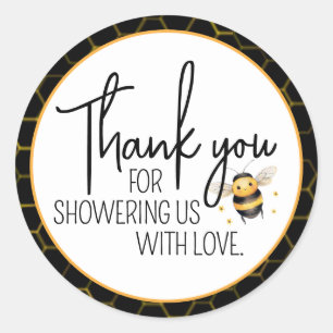 Bee Honeycomb Gold Black Baby Shower Thank You Classic Round Sticker