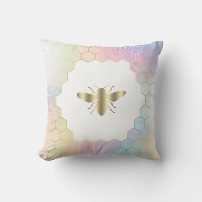 bee honeycomb hexagons design outdoor pillow (Front)