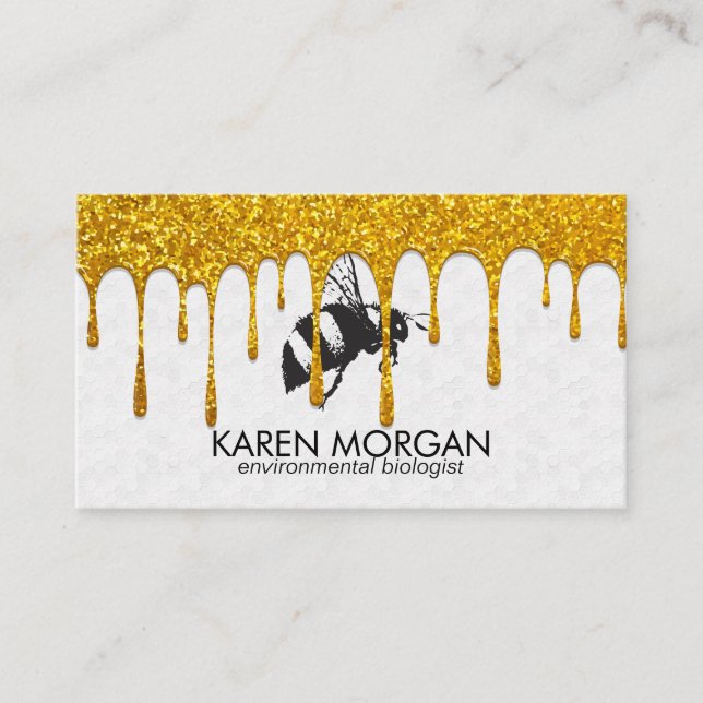 Bee | Honeycomb | Honey Drip Business Card (Front)