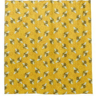 Bee Honeycomb Honeybee Beehive Nature Pattern Shower Curtain