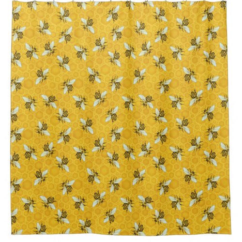 Bee Honeycomb Honeybee Beehive Nature Pattern Shower Curtain