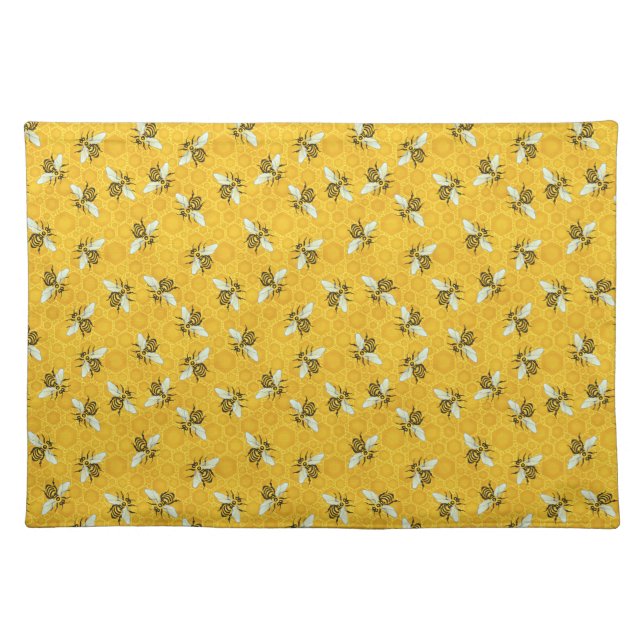 Bee Honeycomb Honeybee Beehive Pattern Party Cloth Placemat (Front)
