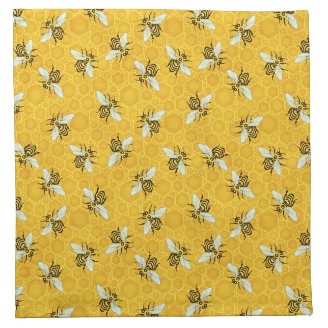 Bee Honeycomb Honeybee Beehive Pattern Party Napkin (Front)