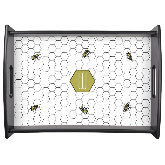 Bee & Honeycomb | Monogram Serving Tray (Front)