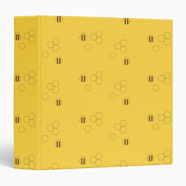 Bee Honeycomb Pattern 3 Ring Binder (Front/Spine)