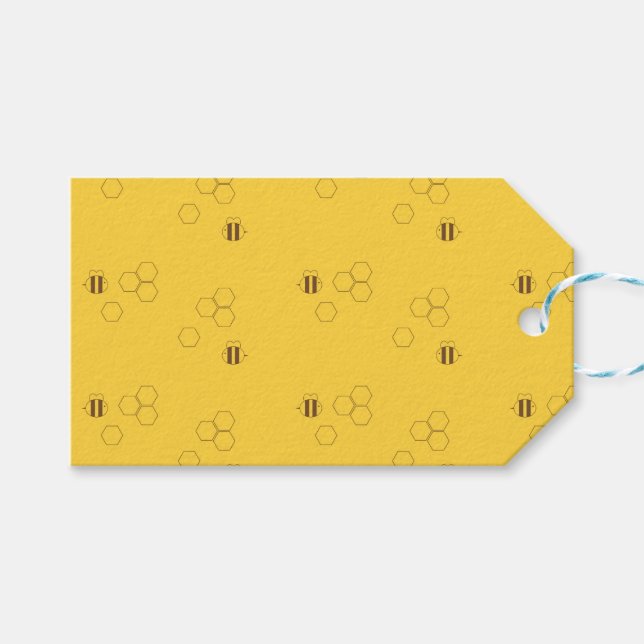 Bee Honeycomb Pattern Gift Tags (Front (Horizontal))