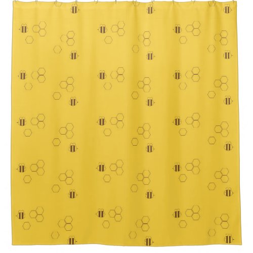 Bee Honeycomb Pattern Shower Curtain