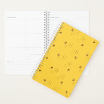 Bee Honeycomb Print Planner by imaginarystory at Zazzle