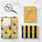Bee Honeycomb Wrapping Paper Set of 3