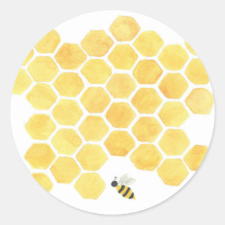Bee honeycomb yellow sticker