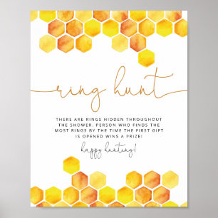 Bee honeycombs ring hunt bridal shower game poster