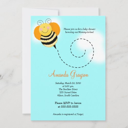 Bee Hop Bumble Bee Baby Shower #2 Invitation 5x7