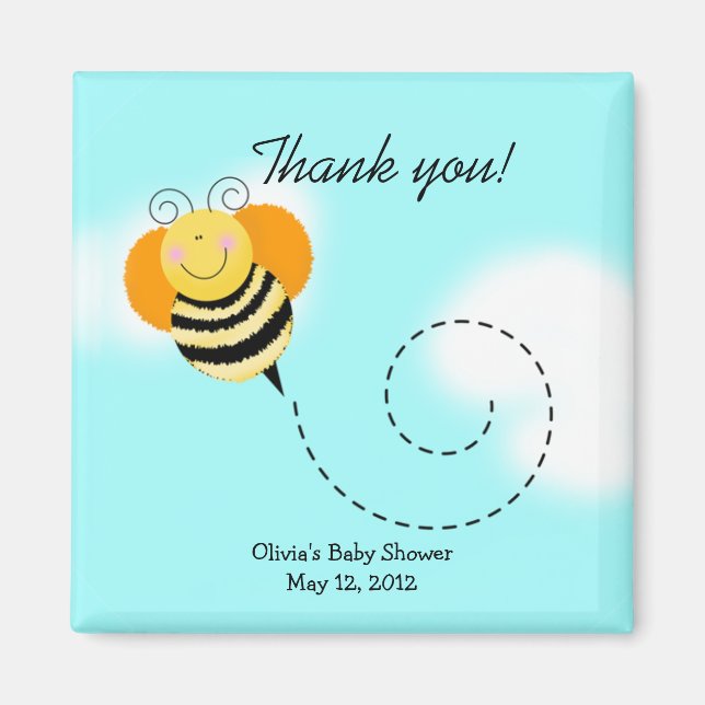 Bee Hop Bumble Bee Baby Shower Favor Magnet (Front)