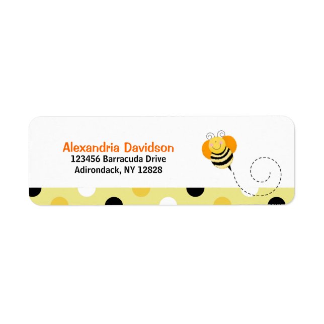 Bee Hop Bumble Bee Custom Address Labels - Dot (Front)