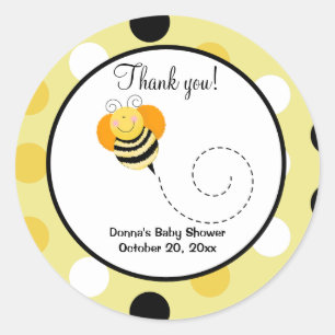Bee Hop Bumble Bee Round Favor Sticker - Polkadot