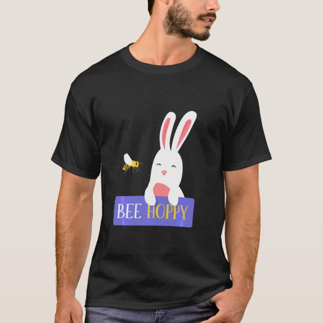 Bee Hoppy Funny Animals Bestfriends Bunny Hopper B T-Shirt (Front)
