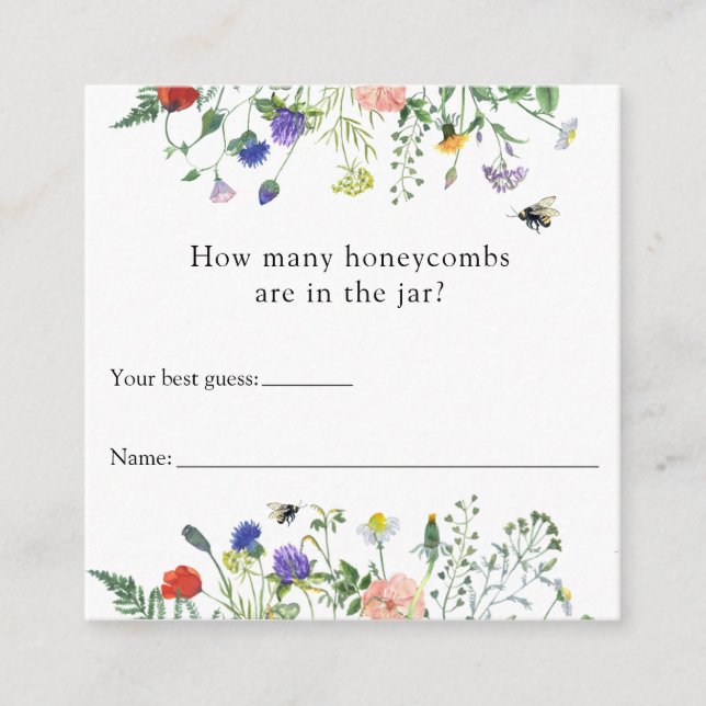 Bee How Many Honeycombs Baby Shower Game card (Front)