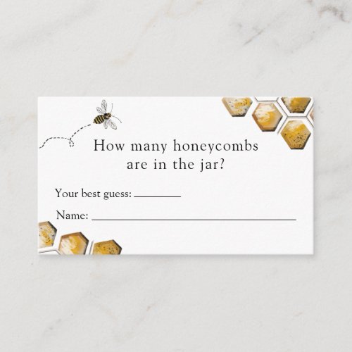 Bee How Many Honeycombs Baby Shower Game card