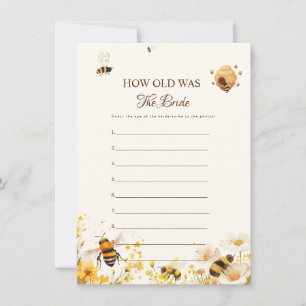 Bee How old was the bride Shower Game Card