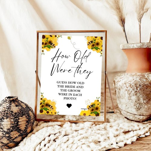 Bee How Old were they bridal Shower Game sign