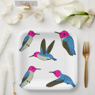 Bee Hummingbird Paper Plates