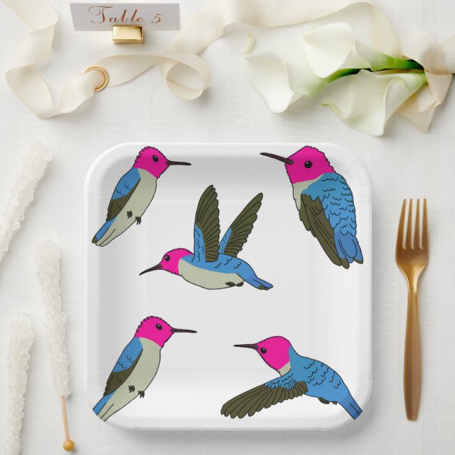 Bee Hummingbird Paper Plates (Wedding)