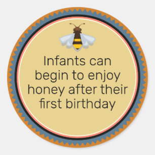Bee Icon Honey Infant Warning Amber Classic Round Sticker