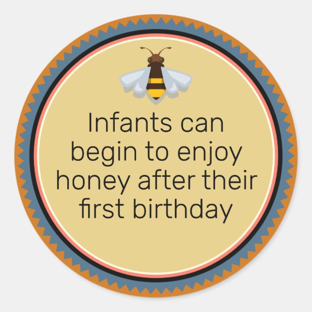 Bee Icon Honey Infant Warning Amber Classic Round Sticker (Front)