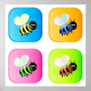 Bee Icons Poster
