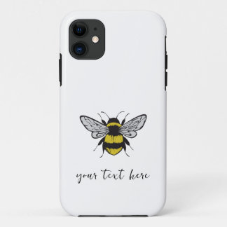 Bee Illustration – add your own text  iPhone 11 Case